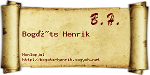 Bogáts Henrik névjegykártya